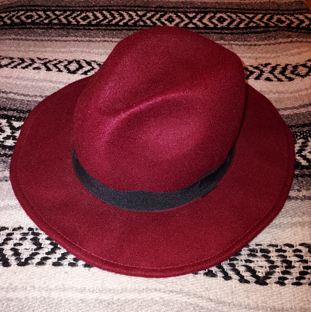 Burgundy Panama Hat
